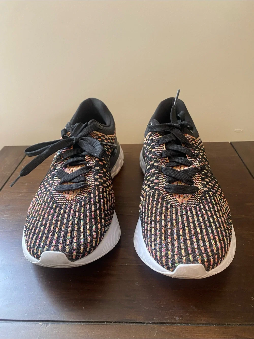 Women's Black Knit Athletic Sneakers with Multicolor Speckle